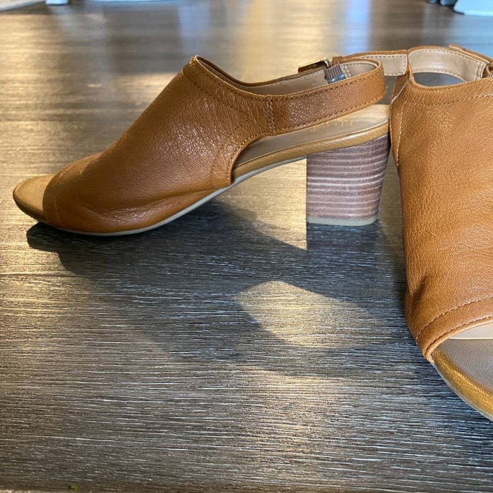 Open Toe, Block Heel, Loop Strap Sandals. Worn On… - image 3